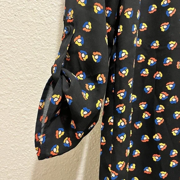 Meadow Rue Anthropologie Women XS Black Printed Crochet Tunic 70s Boho Hippie - Picture 3 of 13